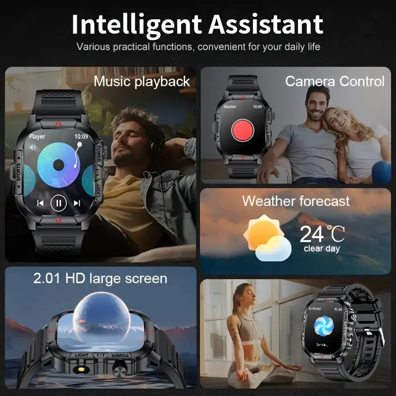 LIGE Men's Smartwatch – 2.01" Large Screen with Flashlight, Weather Alerts – view 15