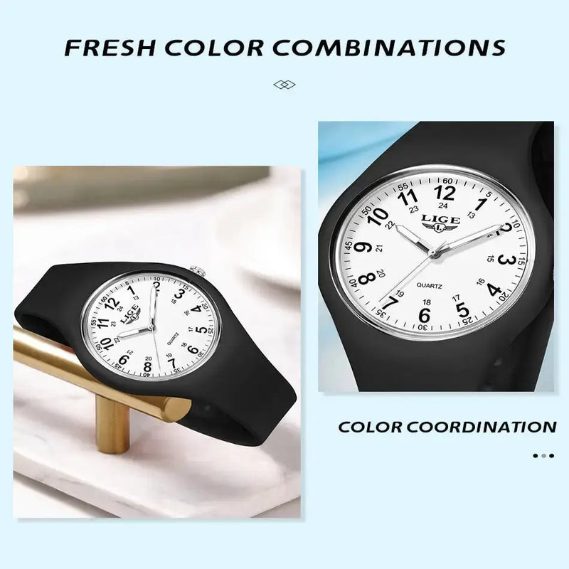 LIGE Minimalist Silicone Quartz Watch – Unisex Design (Available in Multiple Colour Combinations) – view 7