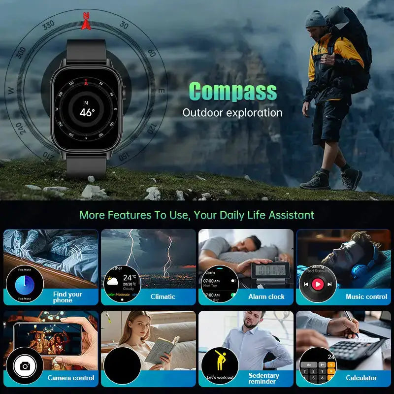 LIGE Outdoor Smartwatch – Large Screen with Compass & Music (10 different styles available) – view 7