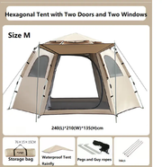 Hexagonal Camping Tent - Durable, Quick Setup JLP5467 by ECOTREK