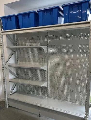Longspan Retail Display By Actionoutdoors East With Adjustable Shelves Built In Bins For Merchandisers