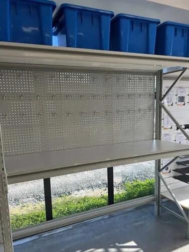 ActionoutdoorsEast Workbench With Pegboard Durable All in One Workshop Station With Shelves and Bins for Garage