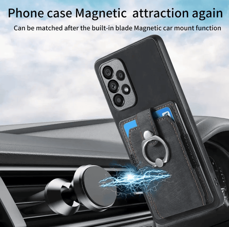 techplus Magnetic Card Holder with Ring – Black Magnetic Card Holder with Ring – Black | NZ
