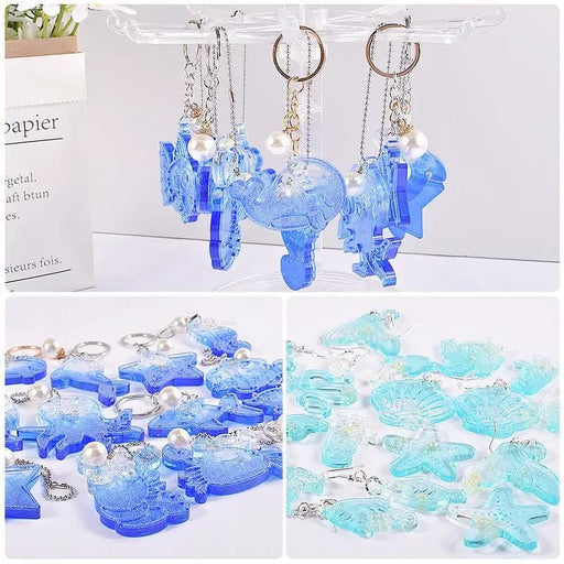 Ocean-Themed Resin Earring Pendant Silicone Moulds, Jellyfish, Seashell, Marine Animal Moulds – view 2