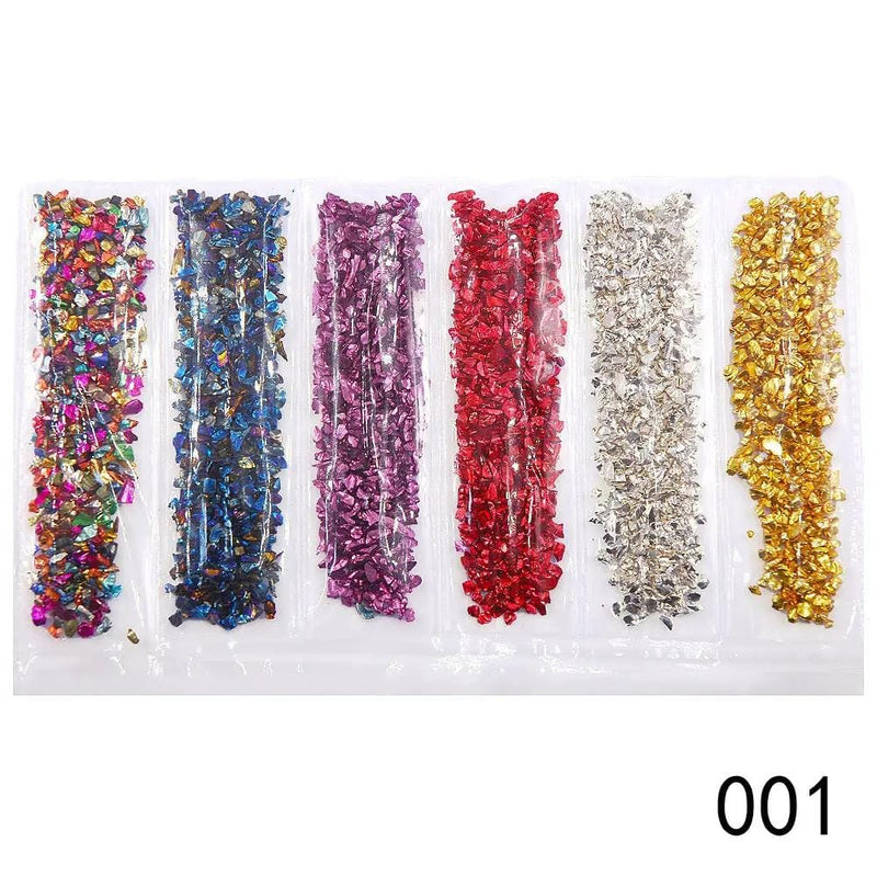 Resin Art NZ Shells Crushed Glass - 6 piece Set- Metallic Mix Crushed Glass - 6 piece Set- Metallic Mix | NZ