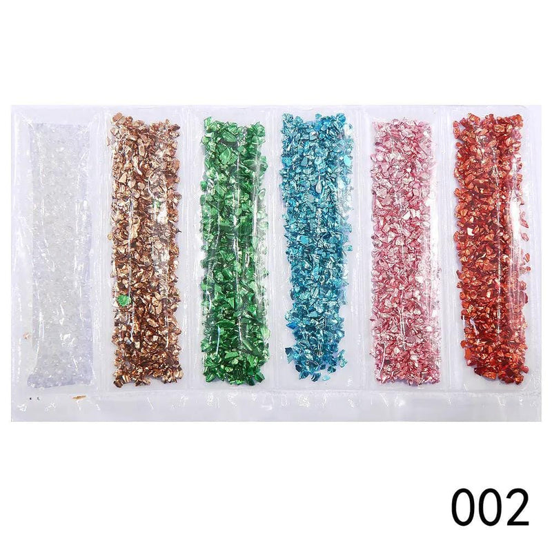 Resin Art NZ Shells Crushed Glass - 6 piece Set- Metallic Mix Crushed Glass - 6 piece Set- Metallic Mix | NZ