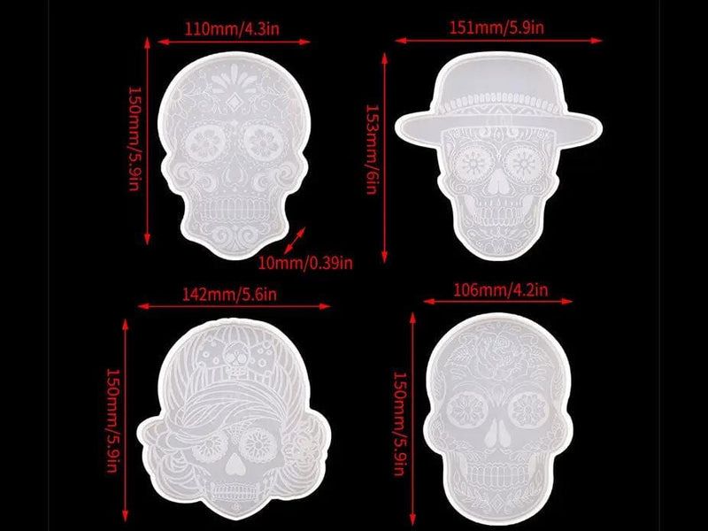 Resin Art NZ Moulds Coaster Moulds - Skull Coaster Moulds - Skull | NZ