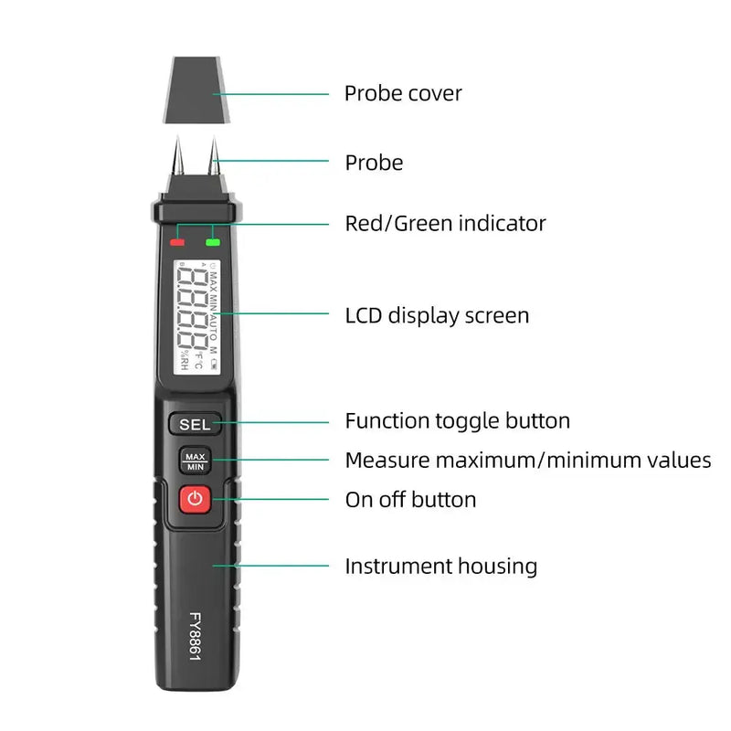 Habicare HBC Digital Moisture Meter Habicare FY8861 Digital Moisture Meter for Wood & Walls