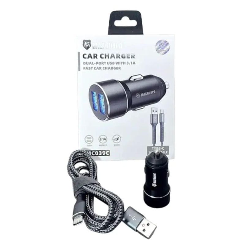 Maxguard 3.1A 2 USB car charger with USB-A to C combo MC039C – view 5