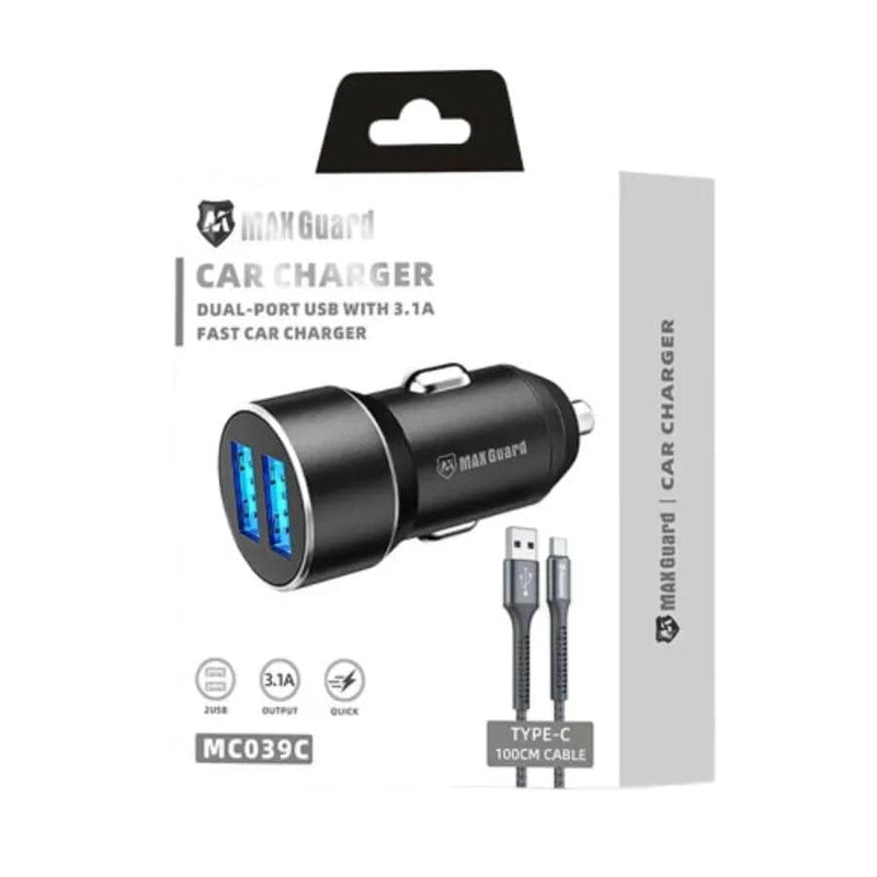 Maxguard 3.1A 2 USB car charger with USB-A to C combo MC039C – view 3