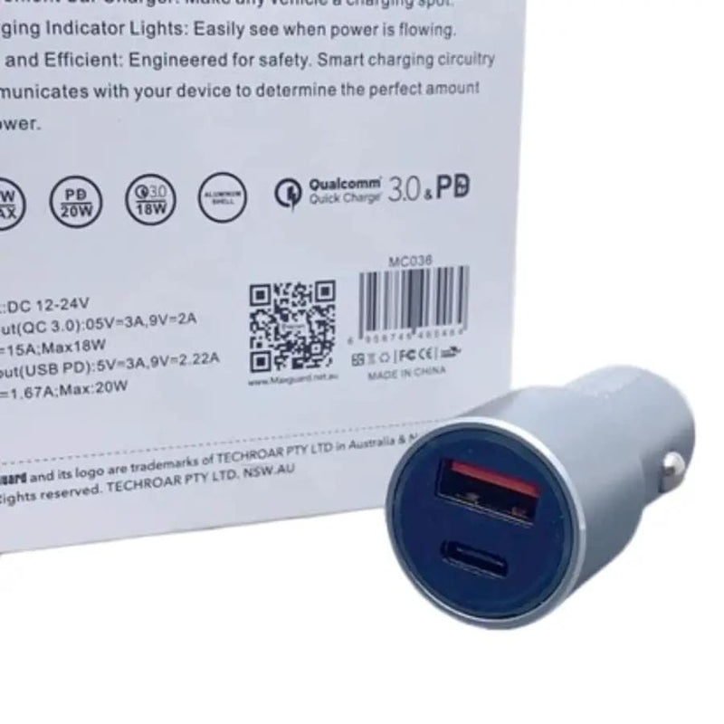 9eight5 Accessories Maxguard 38W UAB A+C car charger MC036 Maxguard 38W UAB A+C car charger MC036