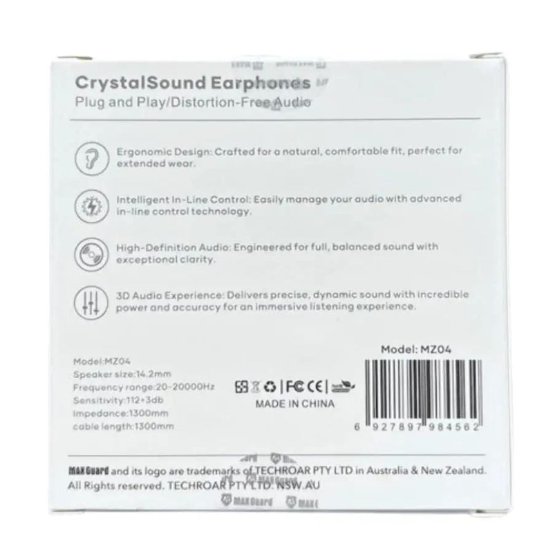 9eight5 Phone/Tablet Accessories Maxguard Crystal Sound Earphones - MZ04 Maxguard Crystal Sound Earphones - MZ04