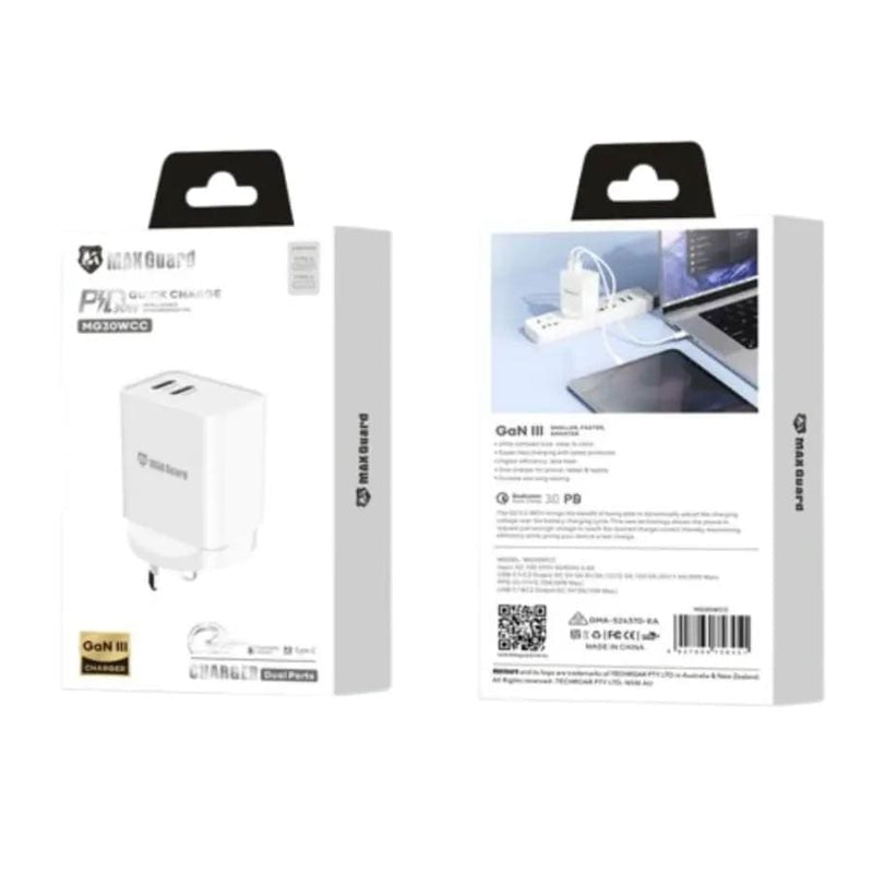 9eight5 Accessories Maxguard PD 30W GaN III Wall Charger MG30WCC Maxguard PD 30W GaN III Wall Charger MG30WCC