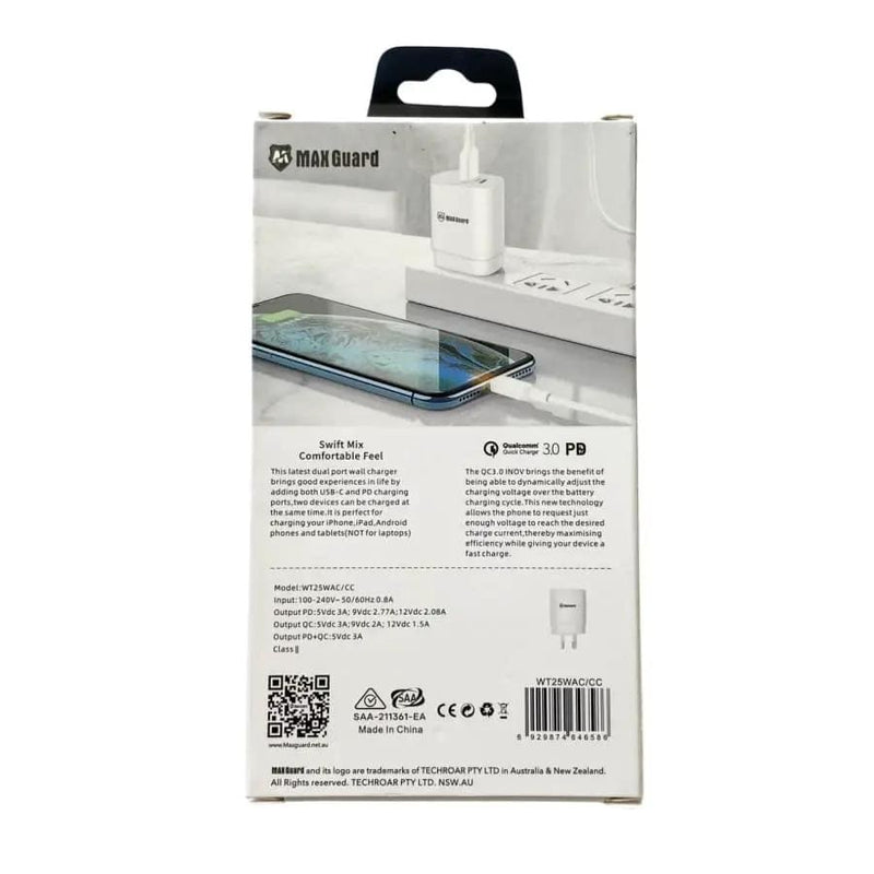 Maxguard Type C & USB Power Adapter Wall Plug (NZ / AUS), With Type C to Type C Cable – view 3