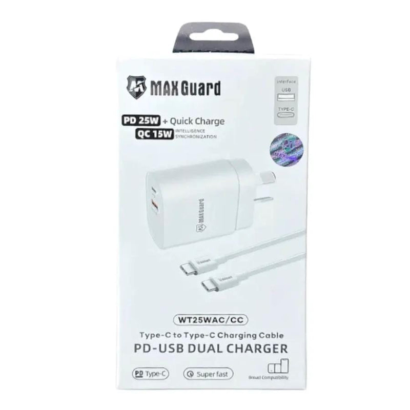 Maxguard Type C & USB Power Adapter Wall Plug (NZ / AUS), With Type C to Type C Cable – view 1