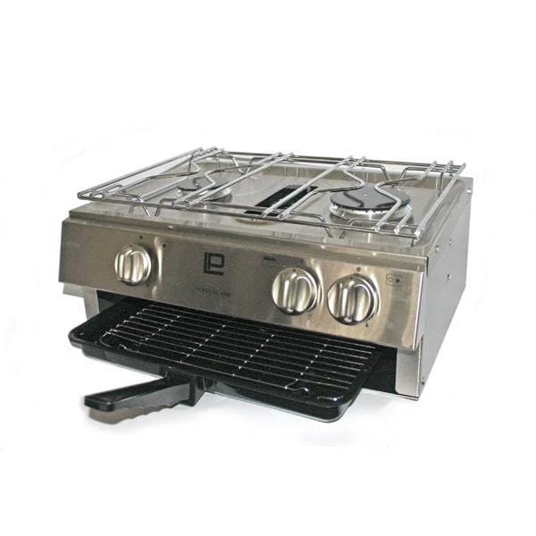 MaxTek Marine 2 Burner Hob And Grill For Boat And RV Compact Stainless Steel Twin Burners British Made