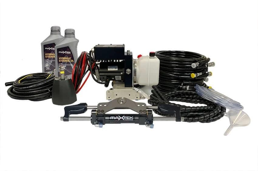 Maxtek Power Hydraulic Steering for Twin Engine Catamarans With Featherlight Helm Control
