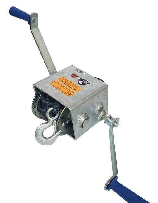 Manual Trailer Winch 1650kg Pull With 15 to 1 Power Drive, Absolute Marine, Heavy Duty Rope for Boat Trailers