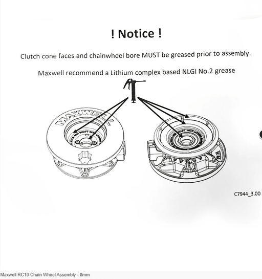 Maxwell RC10 Chain Wheel Assembly 8mm Genuine Replacement for RC10 Winch Precise Engagement and Smooth Payout – view 1