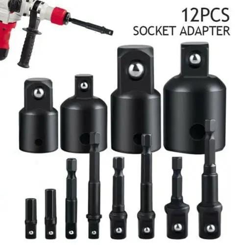 12Pc Drill Socket Adapter Set Impact Nut Driver Hex Extension Bit 1/4" 3/8" 1/2" – view 2