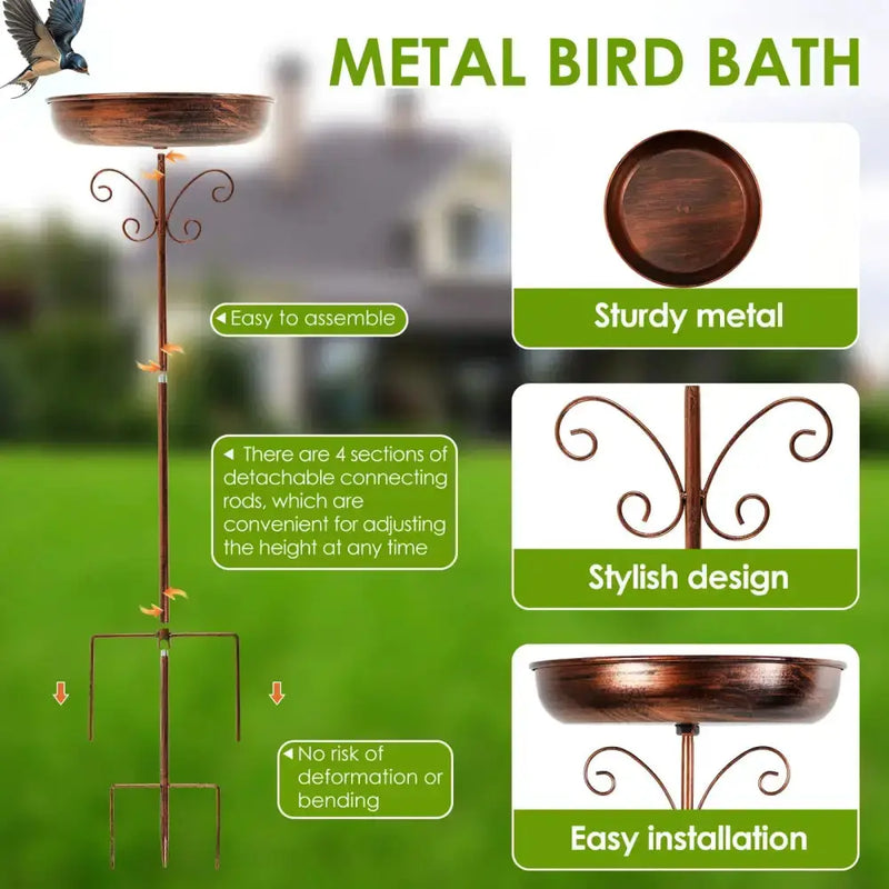 Habicare SS Metal Garden Bird Bath (3 designs available) Metal Garden Bird Bath (3 designs available)