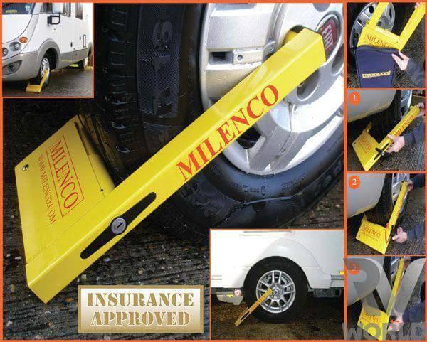 Milenco Compact Wheel Clamp For Caravans And Motorhomes Integrated Locking Winding Handle Quick Fit Security
