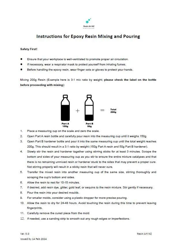 Resin Art NZ Epoxy Resin Mini Instruction for Epoxy Resin - Hard Copy Mini Instruction for Epoxy Resin - Hard Copy | NZ