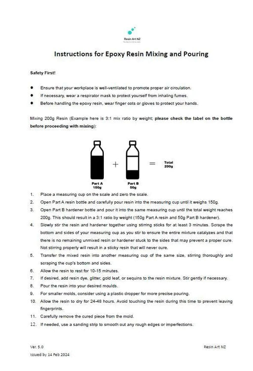 Resin Art NZ Epoxy Resin Mini Instruction for Epoxy Resin - Hard Copy Mini Instruction for Epoxy Resin - Hard Copy | NZ