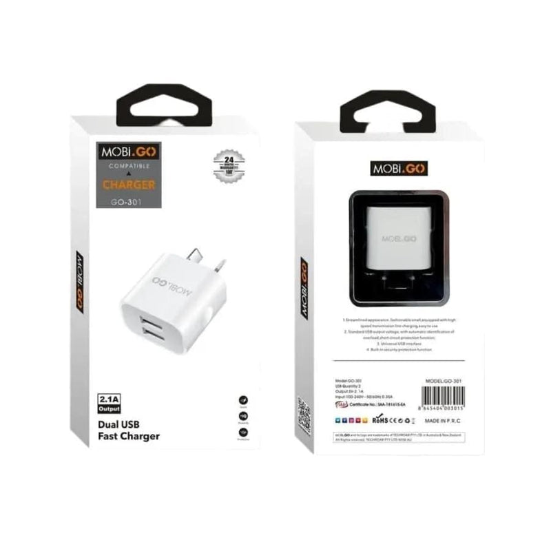 Mobigo Dual USB Power Adapter Wall Plug (NZ / AUS) – view 2