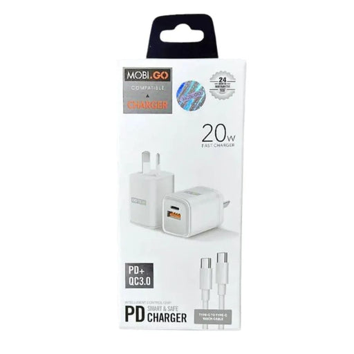 Mobigo Type C & USB Power Adapter Wall Plug (NZ / AUS), With Type C to Type C Cable – view 1