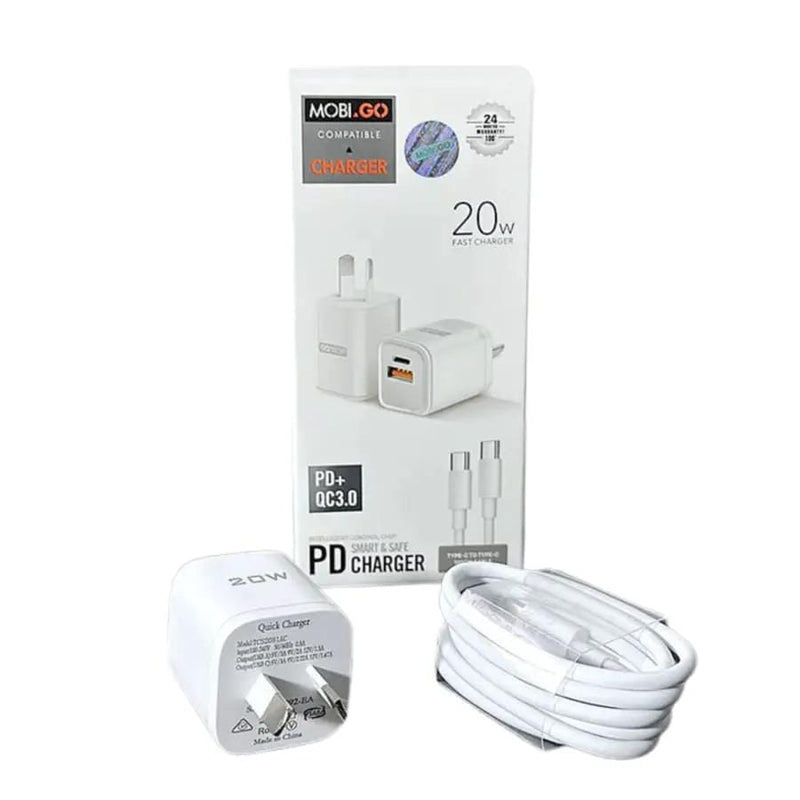 Mobigo Type C & USB Power Adapter Wall Plug (NZ / AUS), With Type C to Type C Cable – view 3