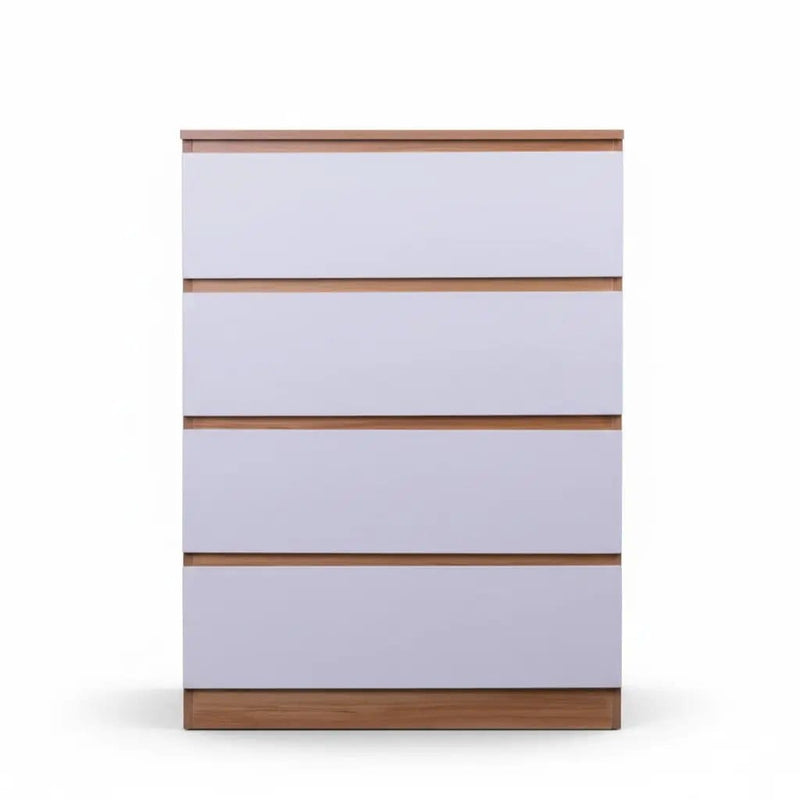 sue-e furniture Tall boys 'Monaco' Set of 4 drawers white + oak 'Monaco' Set of 4 drawers white + oak