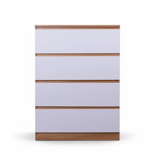sue-e furniture Tall boys 'Monaco' Set of 4 drawers white + oak 'Monaco' Set of 4 drawers white + oak