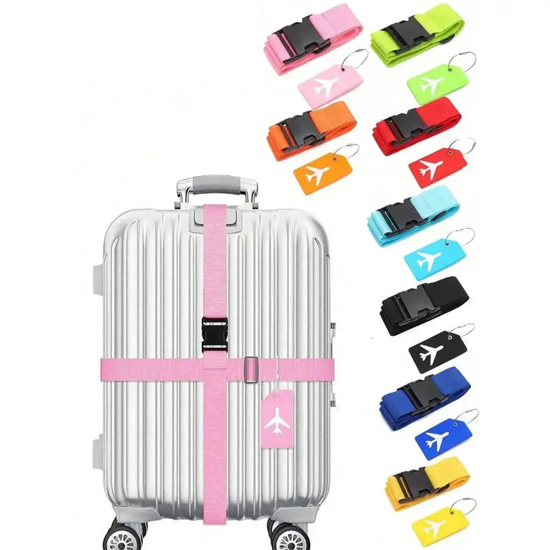 Multi-Colour Luggage Strap Set with Tag (8 colours available) – view 1