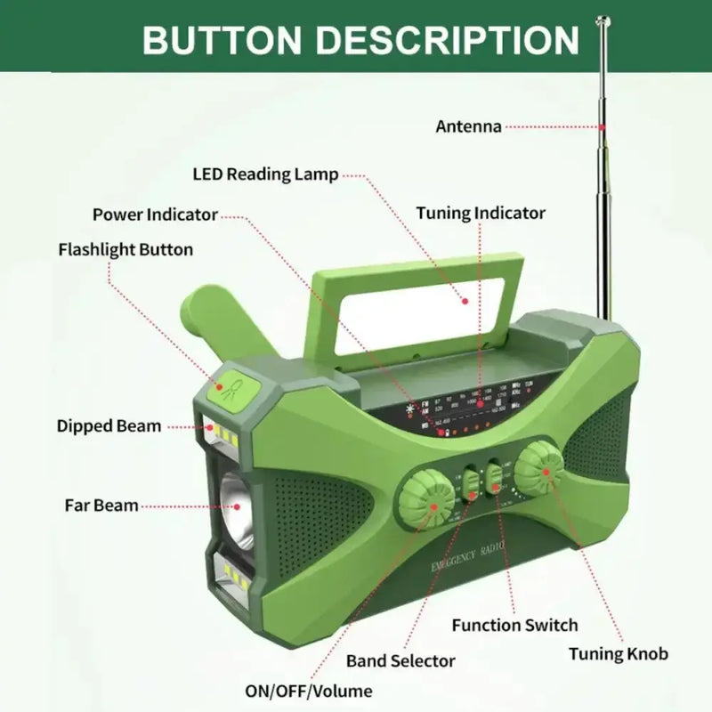 Multifunctional 10000mAh Solar Crank Radio (2 colours available) – view 2