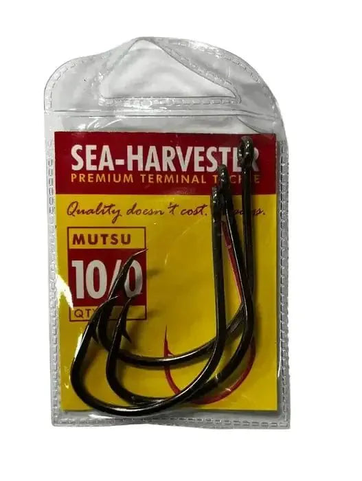 Sea-Harvester Mutsu Hook 10/0 Self-Setting High-Carbon Chemically Sharpened for Surf Casting Anglers