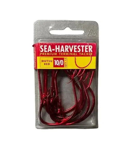 Sea-Harvester Mutsu Red Hook 10/0 Bulk 13 Self-Setting Single Hook for Surf and Nearshore Anglers