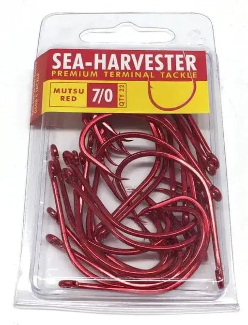 Sea-Harvester Mutsu Red Hook 7O Bulk 22 Hooks Self Setting Surf Fishing Catch And Release