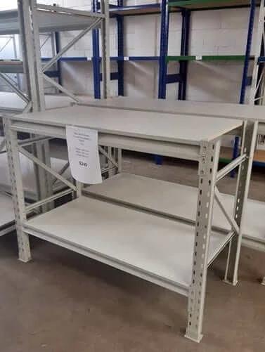 Actionoutdoors East New Workbench 1000x1200x600 2Level ST Longspan Ivory Finish for Workshop Organization
