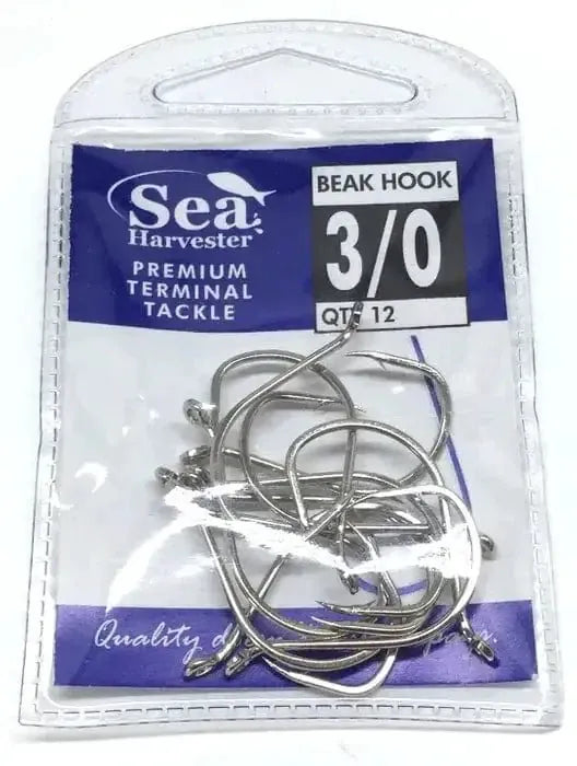 Nickle Beak Hook 3/0 Sea Harvester Premium Pack Of 12 Nickel Coated Beak Hook For Tough Coastal Angling