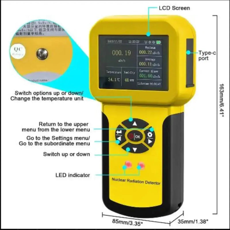 Habicare HBC Nuclear Radiation Detector Geiger Habicare Handheld Nuclear Radiation Detector
