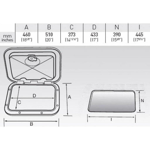 Nuova Rade Extra Large White Hatch 520x460 UV Resistant Boat – view 1