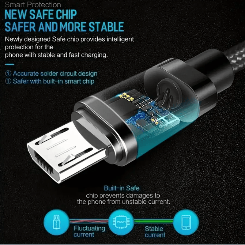 techplus Micro USB Nylon Braided Cable – Fast Charging & Data Sync Nylon Braided Micro USB Cable Fast Charging Data Sync