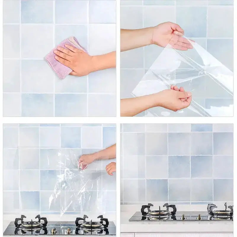 Oil-Proof Kitchen Wall Self-Adhesive Tiles – Transparent (5 different sizes available) – view 2