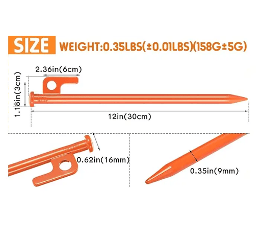 ECOTREK accessories Heavy Duty Steel Tent Stakes – 30cm Metal Tent Pegs JP51604 Heavy Duty Steel Tent Stakes – 30cm Metal Tent Pegs JP51604