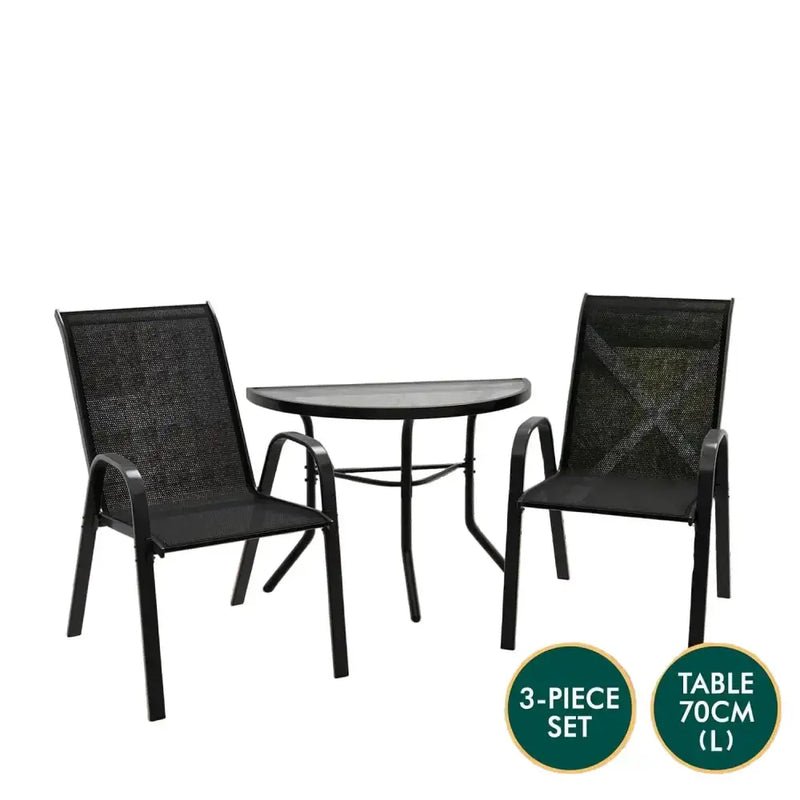 Outdoor Dining Set – 1 Semicircular Patio Table & 2 Chairs – view 3