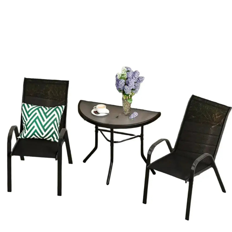Outdoor Dining Set – 1 Semicircular Patio Table & 2 Chairs – view 2