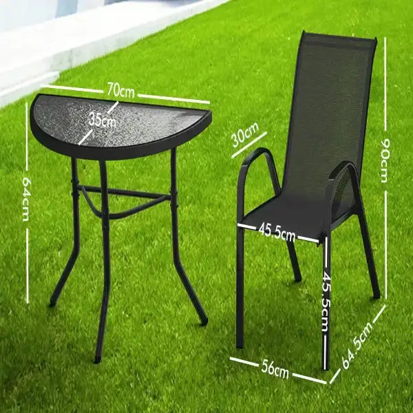 Outdoor Dining Set – 1 Semicircular Patio Table & 2 Chairs – view 6