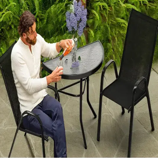 Outdoor Dining Set – 1 Semicircular Patio Table & 2 Chairs – view 8