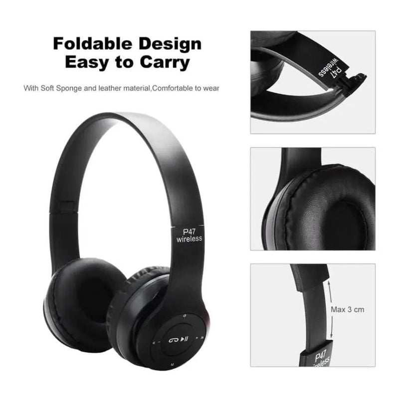 9eight5 Phone/Tablet Accessories P47 Wireless Headphones with Mic P47 Wireless Headphones with Mic